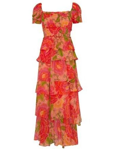 FARM Rio Robe longue Blooming Floral - Rouge