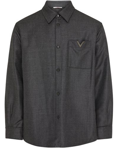 Valentino Garavani Jacke aus Tweed mit V-Detail - Schwarz