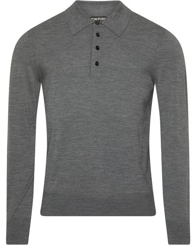 Tom Ford Pull à col chemise - Gris