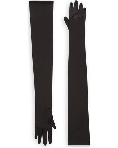 Dolce & Gabbana Lange Handschuhe aus Seidensatin - Schwarz