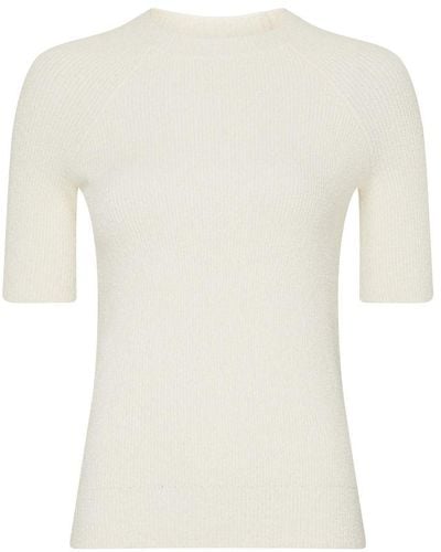 Totême Short-Sleeved Cotton Sweater - White