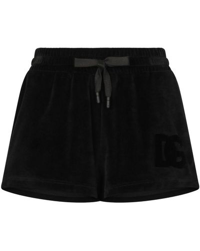 Dolce & Gabbana Chenille Shorts With Embroidery - Black