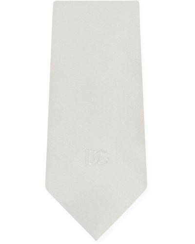 Dolce & Gabbana 6 cm breite Seidenkrawatte mit Stickerei - Weiß