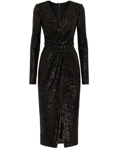 Dolce & Gabbana Micro-sequined Calf-length Dress - Black