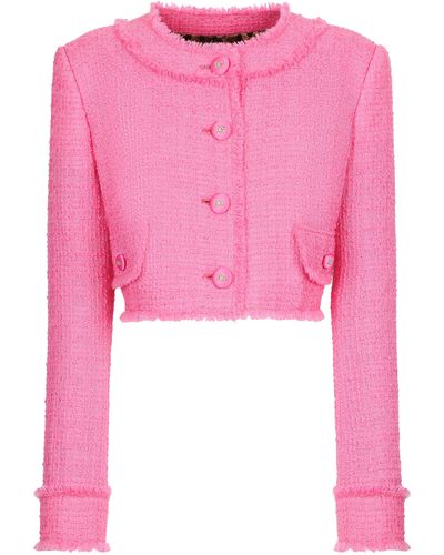 Dolce & Gabbana Kurze Jacke aus Raschel-Tweed - Pink
