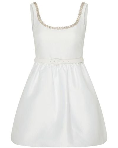 Self-Portrait Taffeta Diamante Mini Dress - White