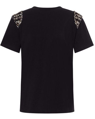 Alberta Ferretti Organic Jersey T-Shirt With Embroidery - Black
