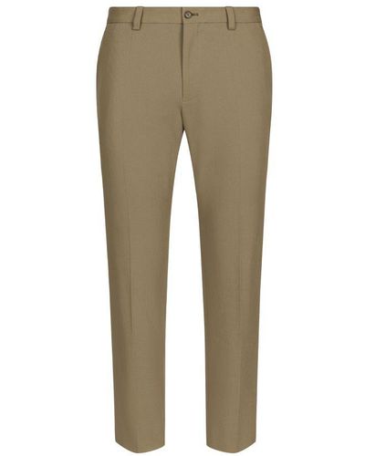 Dolce & Gabbana Stretch Cotton And Cashmere Trousers - Natural