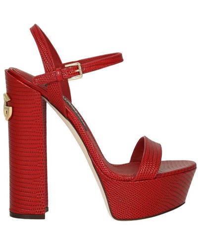 Dolce & Gabbana Calfskin Platform Sandals - Red