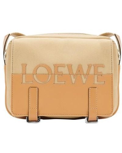 Loewe Xs Signature Military Messenger Bag - Natural