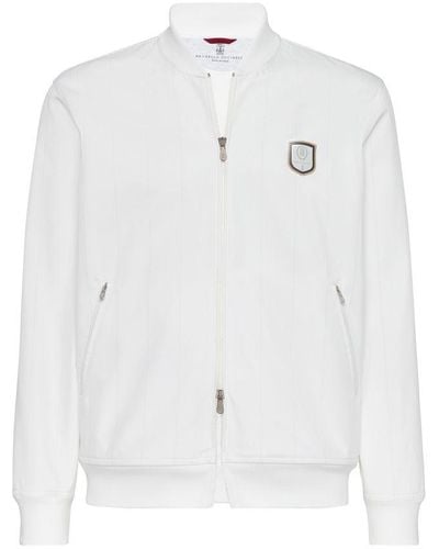 Brunello Cucinelli Sweatshirt With Tennis Badge - White