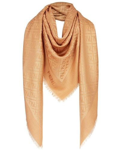 Fendi Ff Silk Shawl - Natural