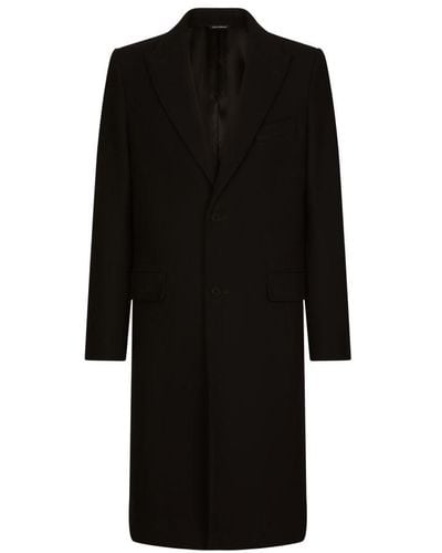 Dolce & Gabbana Single-breasted Wool Coat - Black