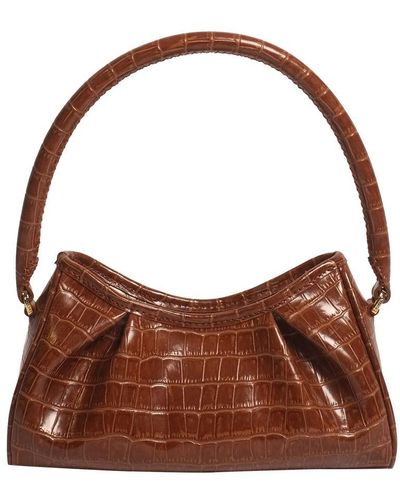 Elleme Dimple Small Croco Print Leather Bag - Brown