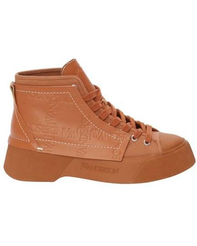 JW Anderson 50mm Leather & Canvas High-top Sneakers - Brown