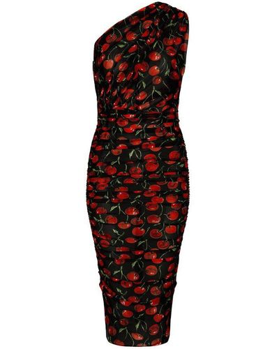 Dolce & Gabbana Cherry-print Midi Dress - Red