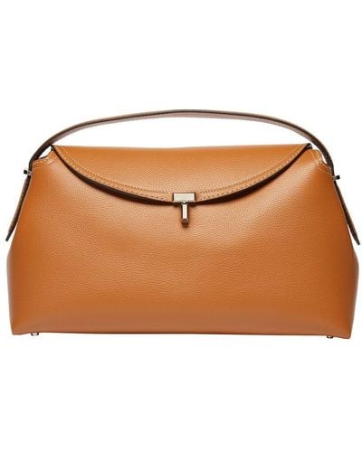 Totême T-Lock Leather Shoulder Bag - Brown