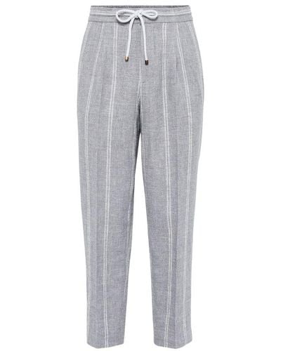 Brunello Cucinelli Leisure Fit Trousers With Drawstring - Grey