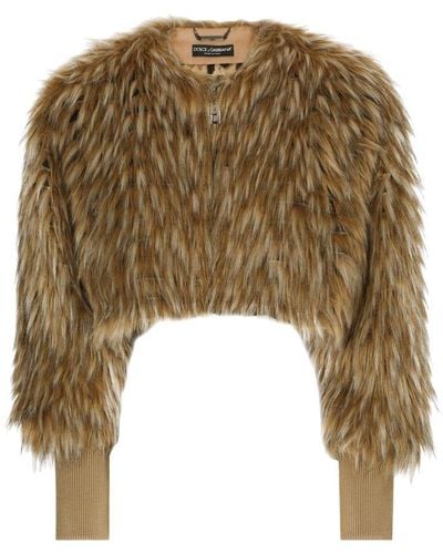 Dolce & Gabbana Faux Fur Cropped Jacket - Multicolour