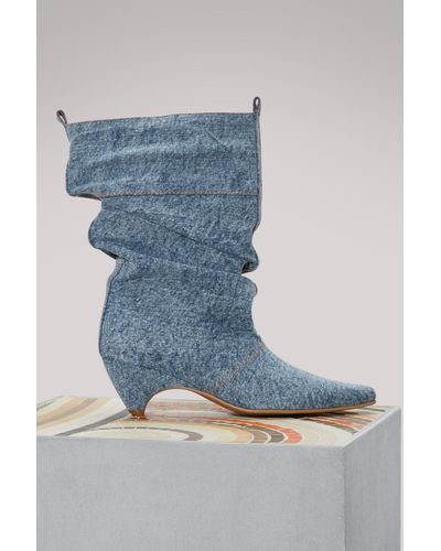 Stella McCartney Slouchy Denim Boots - Blue