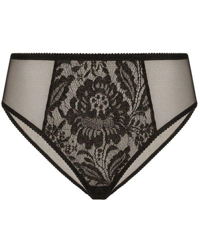 Dolce & Gabbana Lace And Tulle Knickers - Grey