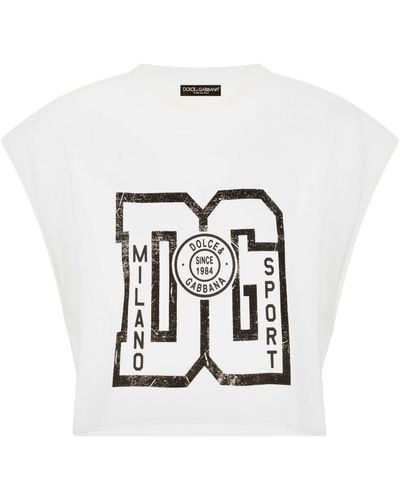 Dolce & Gabbana Cropped Jersey T-Shirt - White