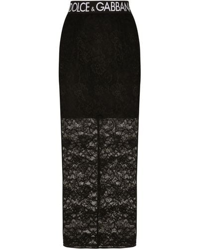 Dolce & Gabbana Jupe mi-longue en dentelle - Noir