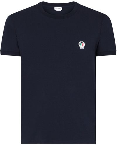 Dolce & Gabbana T-Shirt mit Rundhalsausschnitt aus Stretch-Baumwolle - Blau