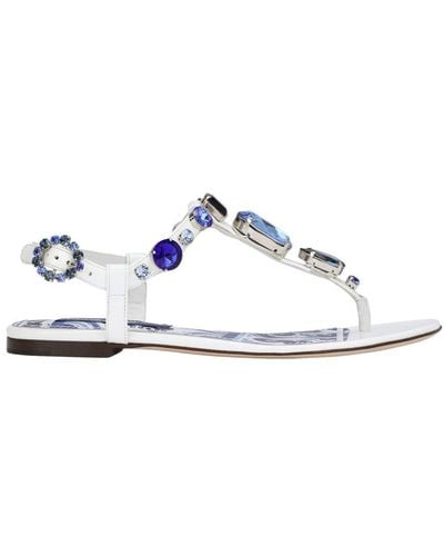 Dolce & Gabbana Patent Leather Thong Sandals - Blue