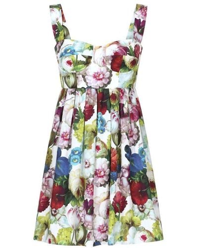 Dolce & Gabbana Short Cotton Corset Dress - Multicolor