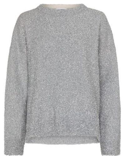 Rabanne Crew Neck Jumper With Metalized Effect - Grey