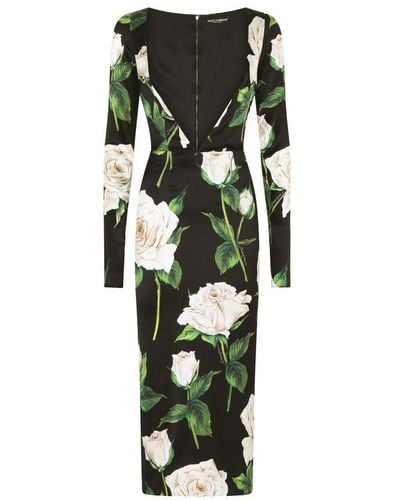 Dolce & Gabbana Satin Calf-length Dress - Green