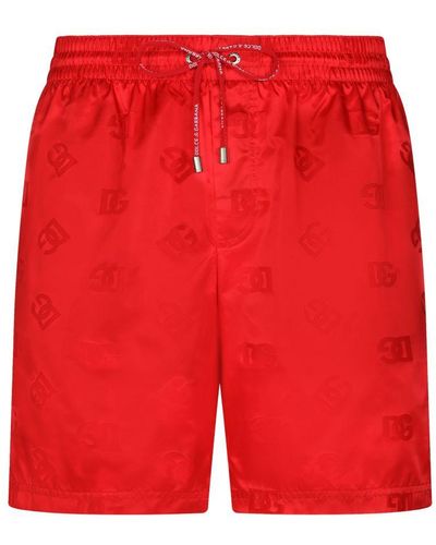 Dolce & Gabbana Mid-length Swim Trunks With - Red