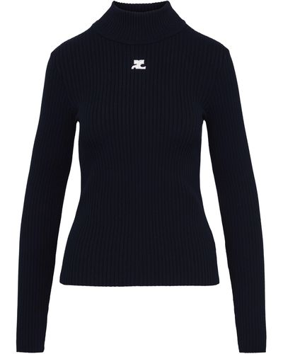 Courreges Pull col montant Reedition - Bleu