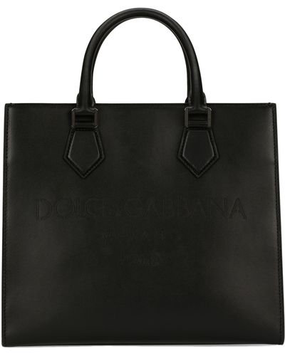 Dolce & Gabbana Sac cabas Edge en cuir de veau à logo - Noir