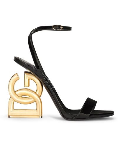 Dolce & Gabbana Sandalette Aus Lackleder Mit Absatz Dg Pop - Schwarz