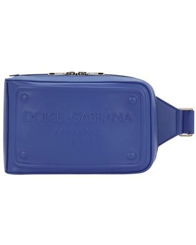 Dolce & Gabbana Gürteltasche aus Kalbsleder mit erhöhtem Logo - Blau