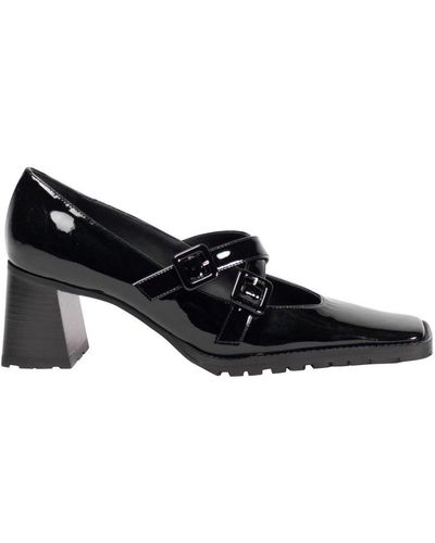 Elleme Mary Jane X-Strap Heeled Loafers - Black