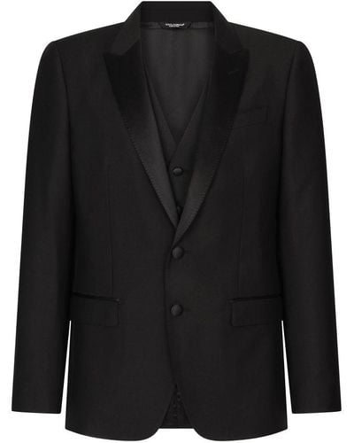 Dolce & Gabbana Wool And Silk Martini-Fit Tuxedo Suit - Black