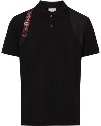 Alexander McQueen Harnisch-Poloshirt mit Logoband - Schwarz