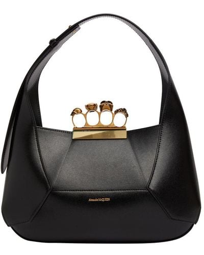 Alexander McQueen The Jeweled Hobo Bag - Black