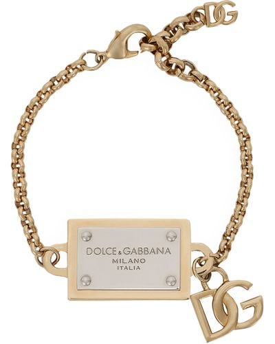Dolce & Gabbana Bracelet avec plaquette à logo et DG - Métallisé