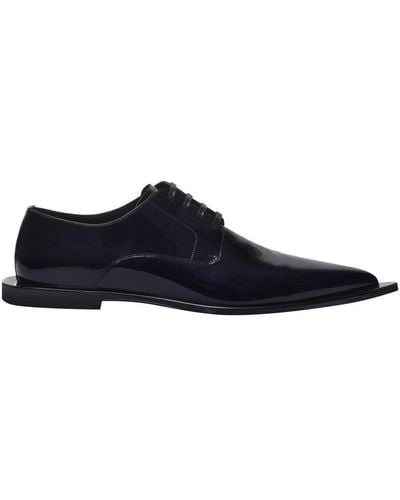Dolce & Gabbana Metallic Patent Leather Derby Shoes - Blue