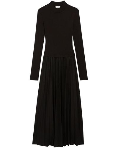 Claudie Pierlot Twist Pleated Knitted Dress - Black