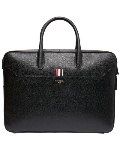 Thom Browne - Medium Grey Monogram Coated Canvas Leather Frame Attache Case - One Size - Grey - Male