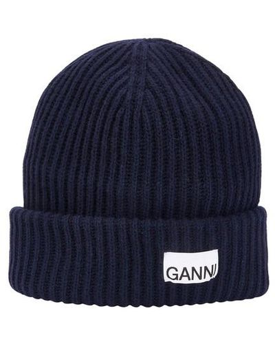 Ganni Logo Beanie - Blue