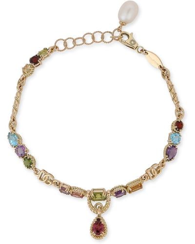 Dolce & Gabbana Armband aus 18-karätigem Gelbgold mit eingesetzten Edelsteinen in den Farben des Regenbogens - Mettallic