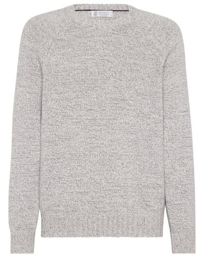 Brunello Cucinelli Cashmere Mouliné Sweater - Gray