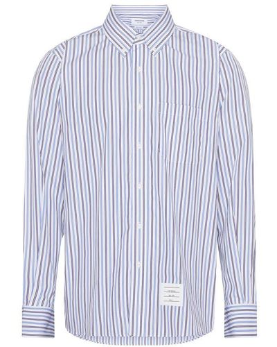 Thom Browne Long-sleeved Stripped Shirt - Blue