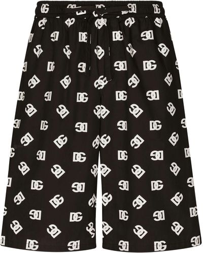 Dolce & Gabbana Short de jogging en coton à imprimé DG Monogramme - Noir